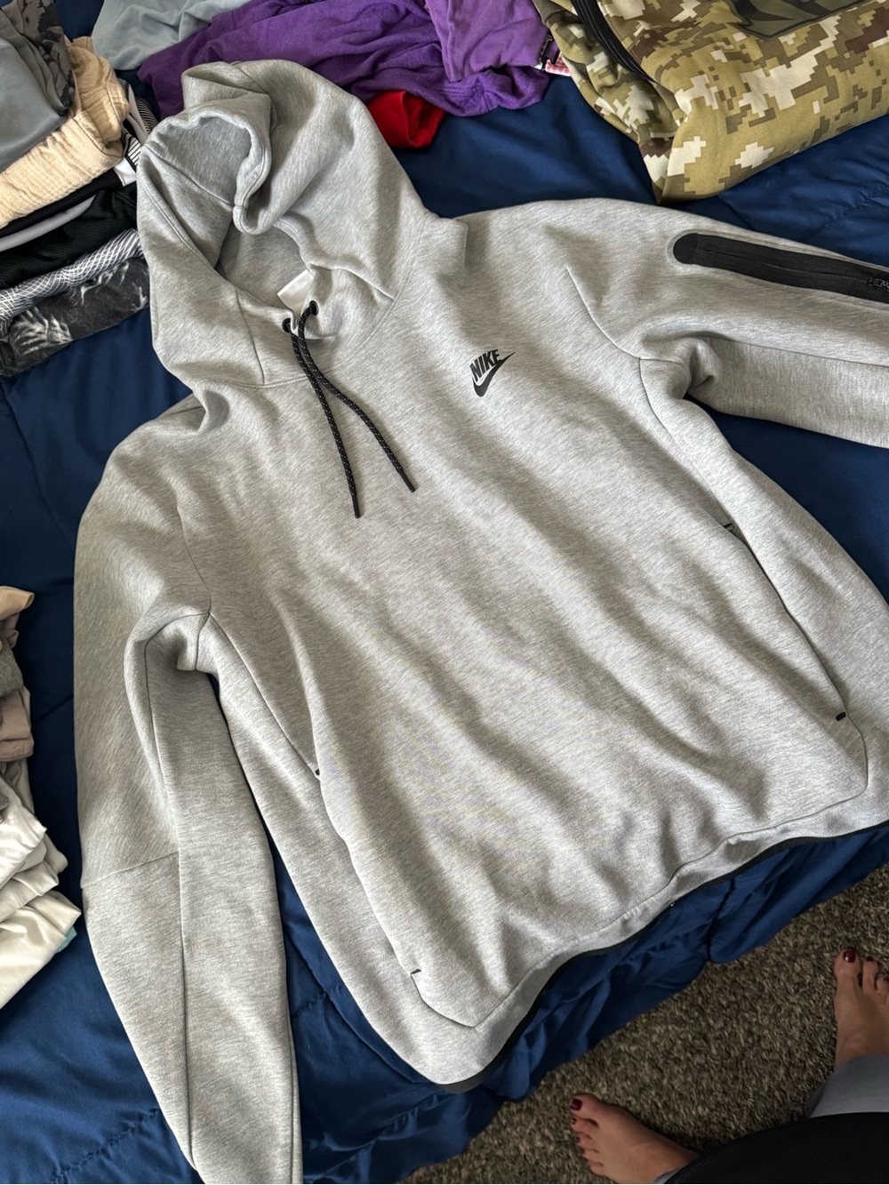Nike Light Gray Hoodie with Black Swoosh